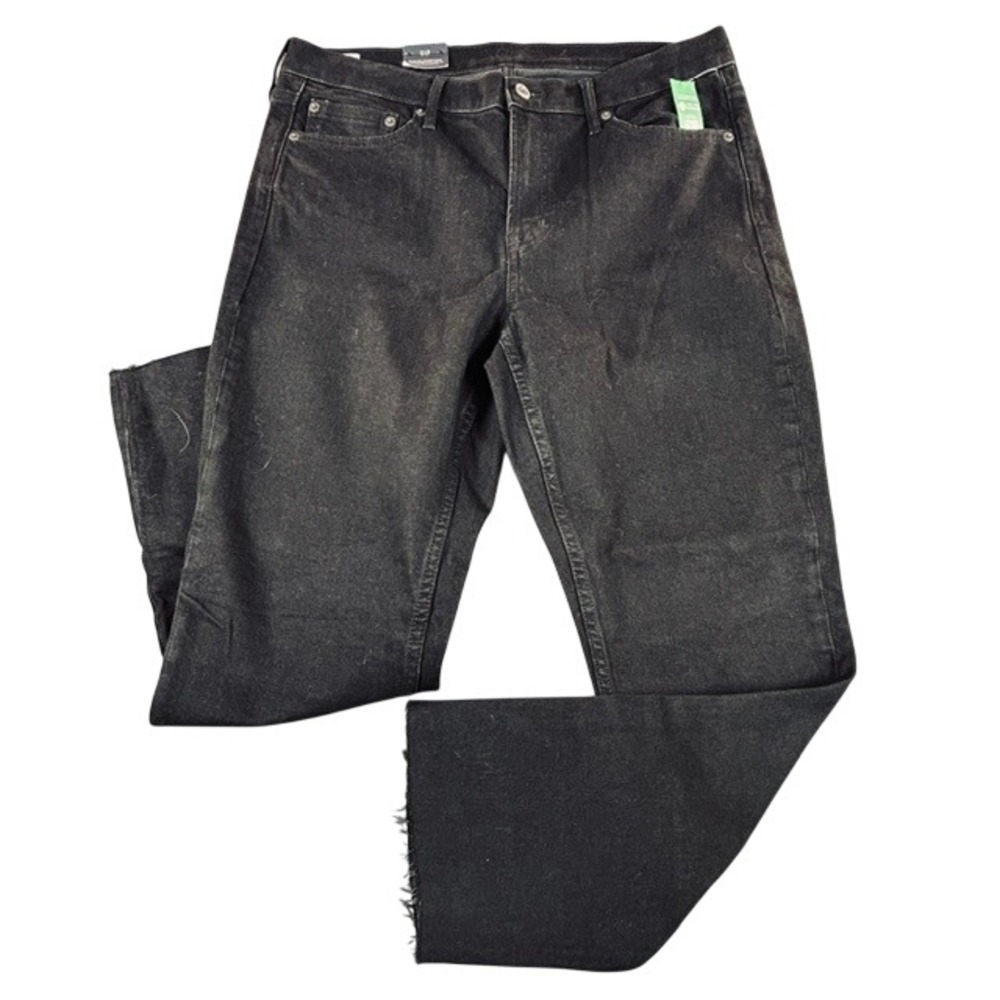 NWT GAP Vintage Slim Mid Rise Black Denim Raw Hem Jeans 32/14